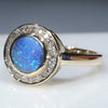 10k Gold- Solid Boulder Opal - Natural Diamonds