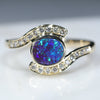 10k Gold- Solid Black Opal- Natural Diamonds