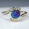 10k Gold Natural Black Boulder Opal with Diamonds