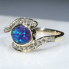 Natural Australian Black Opal and Diamond Gold Ring Size 7.25 Code - RJ531