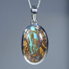 Natural Australian Boulder Matrix Opal Silver Pendant