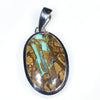 Natural  Australian Boulder Opal Matrix Silver Pendant with Silver Chain (20mm x 13mm)  Code -SD307