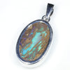 Natural  Australian Boulder Opal Matrix Silver Pendant with Silver Chain (20mm x 13mm)  Code -SD307