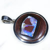 Large Natural Australian Boulder Opal Matrix Silver Pendant with Silver Chain (19mm x 19mm)  Code -SD302