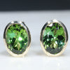 Green Tourmaline Gold Studs