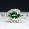 Green Tzavorite Garnet and Diamond Engagement Ring