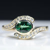 Stunning Green Garnet (Tzavorite) and Diamond Gold Ring
