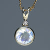 Natural 1.1ct Rainbow Moonstone  and Diamond Gold Pendant Code - GSP17