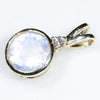 Natural 1.1ct Rainbow Moonstone  and Diamond Gold Pendant Code - GSP17