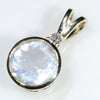 Natural 1.1ct Rainbow Moonstone  and Diamond Gold Pendant Code - GSP17