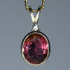 Beautiful Pink Tourmaline and Diamond gold Pendant
