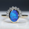 Natural Australian Boulder Opal and Diamond Ring