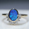 Natural Australian Precious Boulder Opal and Diamond Gold Ring Size 7  Code - EGR02