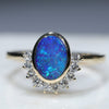 Natural Australian Precious Boulder Opal and Diamond Gold Ring Size 7  Code - EGR02