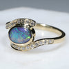 10k Gold - Solid Boulder Opal - Natural Diamonds