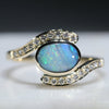 Natural Australian Boulder Opal Gold and Diamond Ring