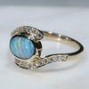 10k Gold- Solid Boulder Opal- Natural Diamonds
