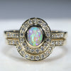 Natural Australian Opal and Diamond Engagement Wedding Set Rings 
