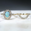 Opal And Diamond Engagement Ring with Gold and Diamond Wedding Band