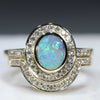Opal Engagement Ring with Diamond Gold Wedding band Band