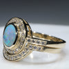 Natural Australian Boulder Opal & Diamond Gold Engagement and Wedding Ring Set-  Size 7.25 Code- JDWB4