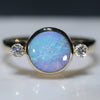 Natural Australian Boulder Opal and Diamond Gold Ring