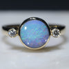 Australian Queensland Boulder Opal And Diamond Gold Ring