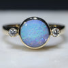 Round Opal and Diamond Gold Ring