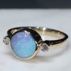 10k Gold- Solid Boulder Opal - Natural Diamonds