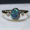 Natural Australian Black Opal and Diamond Gold Ring  - Size 5.75 Code - BOGR01