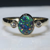Natural Australian Black Opal and Diamond Gold Ring  - Size 5.75 Code - BOGR01