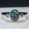 Natural Australian Black Opal and Diamond Gold Ring  - Size 5.75 Code - BOGR01