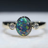 Natural Australian Black Opal and Diamond Gold Ring  - Size 5.75 Code - BOGR01
