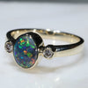 10k Gold- Solid Black Opal - Natural Diamonds