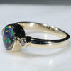 Natural Australian Black Opal and Diamond Gold Ring  - Size 5.75 Code - BOGR01