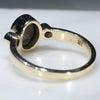 Natural Australian Black Opal and Diamond Gold Ring  - Size 5.75 Code - BOGR01