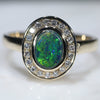 Natural Australian Boulder Opal and Diamond Gold Ring - Size 7 US Code EJ06