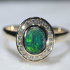 Natural Australian Boulder Opal and Diamond Gold Ring - Size 7 US Code EJ06