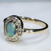 Natural Australian Semi-Black Opal and Diamond Gold Ring Size 6 Code - JGR04