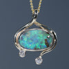 Natural Australian Boulder Opal Gold and Diamond Pendant