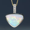 Natural Australian White Opal Gold and Diamond Pendant