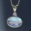 Stunning Natural Boulder Opal Gold nd Diamond Pendant