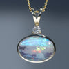 Natural Australian Boulder Opal Gold and Diamond Pendant