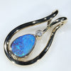 Natural Australian Boulder Opal and Diamond Gold Pendant (9mm x 6mm) Code - EP09