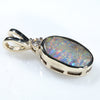 Natural Australian Boulder Opal and Diamond Gold Pendant (10mm x 6mm) Code -EP03