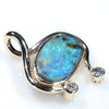 Natural Australian Boulder Opal and Diamond Gold Pendant (7mm x 12mm) Code -EP10