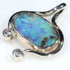 10k Gold - Solid Boulder Opal - Natural Diamonds 