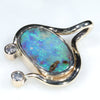 Natural Australian Boulder Opal and Diamond Gold Pendant (7mm x 12mm) Code -EP10
