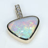 Natural Australian White Opal and Diamond Gold Pendant (10mm x 13mm) Code -EP06