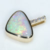 Natural Australian White Opal and Diamond Gold Pendant (10mm x 13mm) Code -EP06